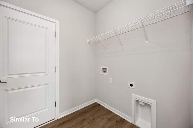 605 NW Compass Ave, Waukee, IA 50263 - laundry room with washer hookup, electric dryer hookup, and dark wood-style floors