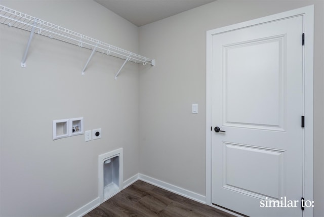 9383 Modena Ln, West Des Moines, IA 50266 - laundry area with washer hookup, hookup for an electric dryer, and dark wood-style flooring