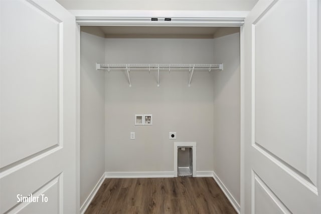 715 Linden St, Carlisle, IA 50047 - washroom featuring washer hookup, dark wood-style flooring, and electric dryer hookup