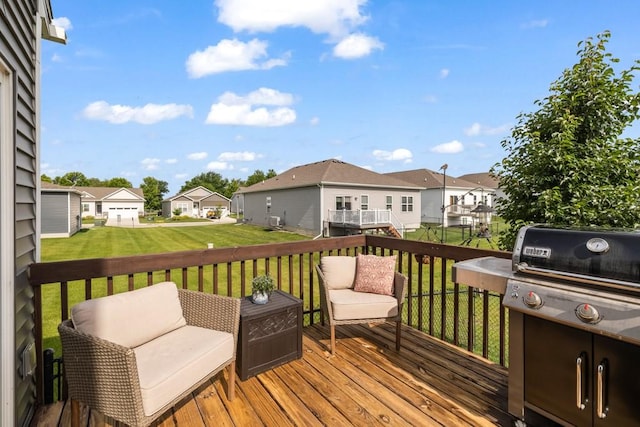 210 SE Willow Run Ln, Ankeny, IA 50021 - deck with a residential view, a lawn, and area for grilling