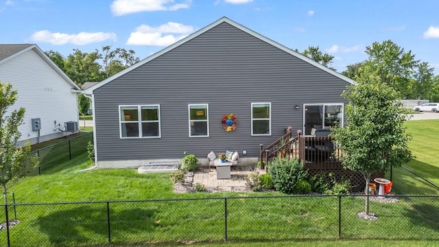 210 SE Willow Run Ln, Ankeny, IA 50021 - rear view of property with a fenced backyard, a deck, and a patio