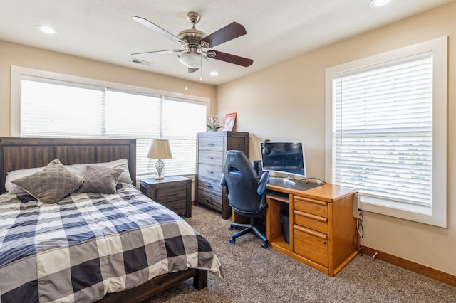 2687 NW 165th Ln, Clive, IA 50325 - carpeted bedroom featuring a desk, recessed lighting, and a ceiling fan