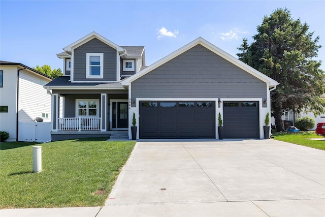 9622 NW 70th Ave, Johnston, IA 50131 - view of front of property featuring covered porch, concrete driveway, an attached garage, and a front lawn