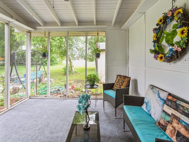110 E 20th St N, Newton, IA 50208 - sunroom / solarium featuring healthy amount of natural light and beamed ceiling