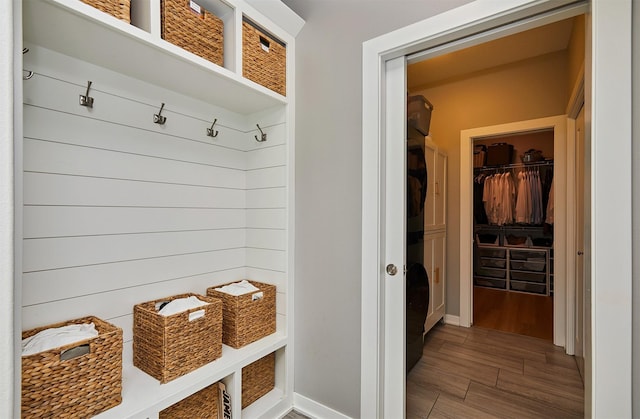 1405 NE Main St, Grimes, IA 50111 - mudroom featuring wood finished floors and baseboards