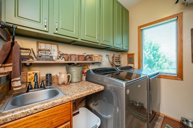 105 Everett Cir, Mingo, IA 50168 - washroom with cabinet space and washing machine and clothes dryer