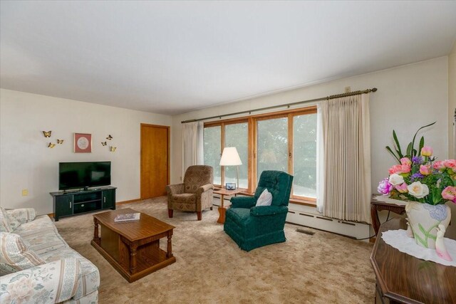 501 N Orchard St N, Brooklyn, IA 52211 - living room with a baseboard radiator and carpet flooring