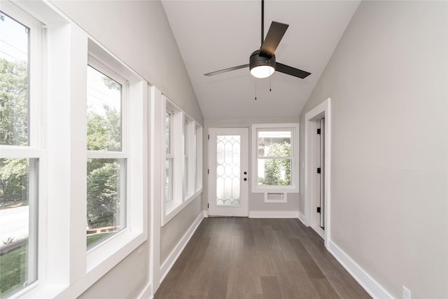 2715 Center St, Des Moines, IA 50312 - unfurnished sunroom featuring lofted ceiling and wood finished floors