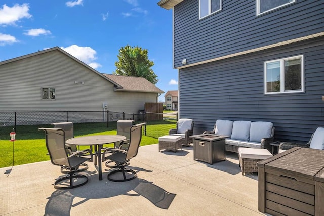 1329 Joshua Cir SE, Bondurant, IA 50035 - view of patio with an outdoor living space with a fire pit and outdoor dining area