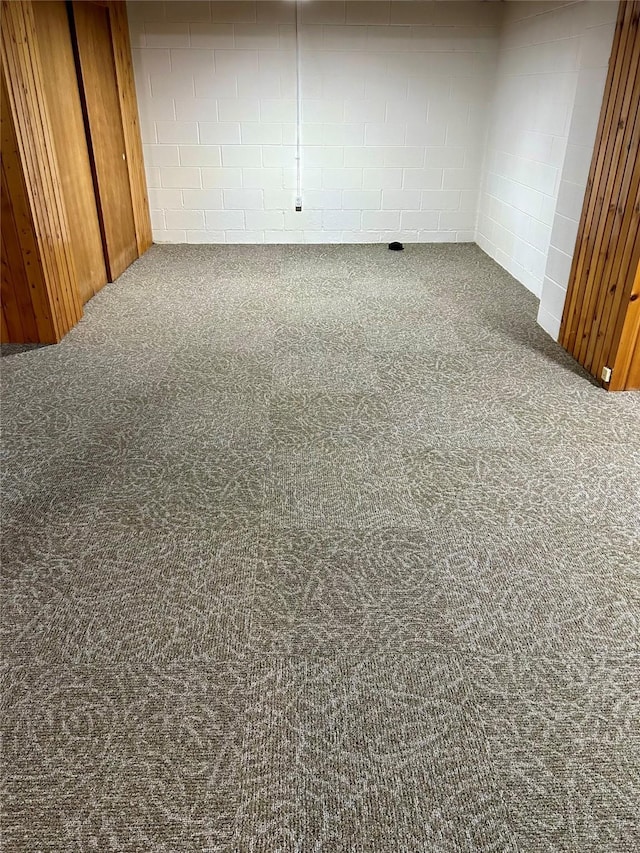 2327 Glenbrook Dr, Des Moines, IA 50316 - spare room with carpet flooring and concrete block wall