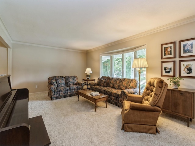 2906 Watrous Ave, Des Moines, IA 50321 - living room featuring carpet floors and ornamental molding