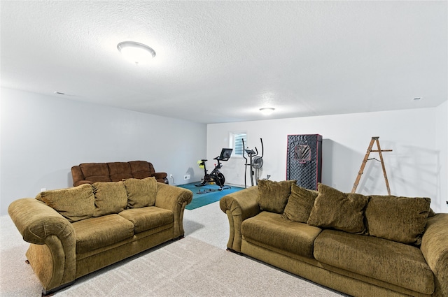 711 Kitterman Cir, Norwalk, IA 50211 - carpeted living area featuring a textured ceiling