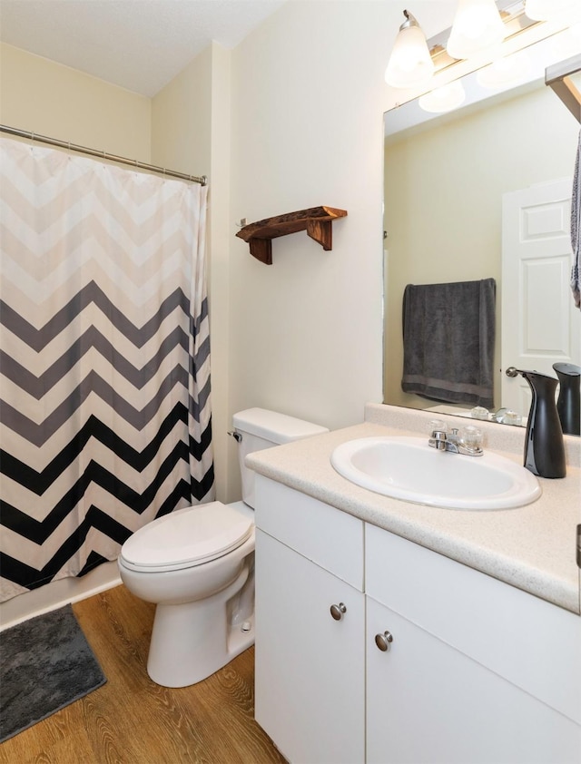 2323 E Porter Ave Unit 36, Des Moines, IA 50320 - bathroom featuring vanity, wood finished floors, and a shower with curtain