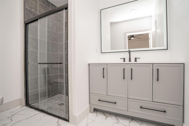 600 S 3rd Ave W, Newton, IA 50208 - bathroom featuring marble finish flooring, vanity, and a shower stall