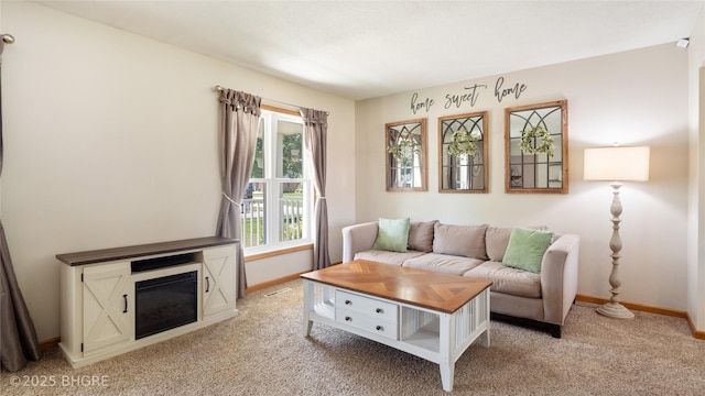 608 E 15th St N, Newton, IA 50208 - living area with light carpet and a glass covered fireplace