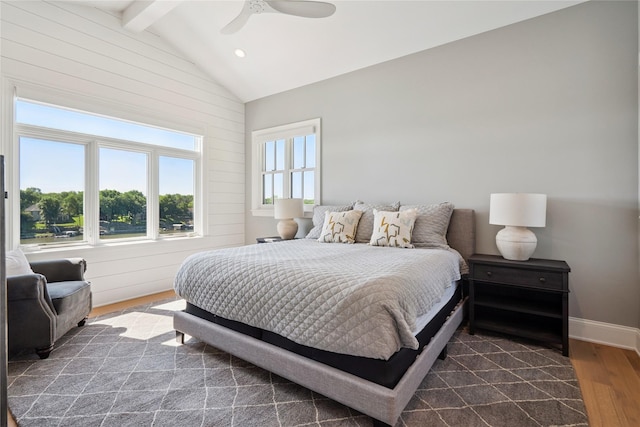 4387 Panorama Dr, Panora, IA 50216 - bedroom with dark wood finished floors, ceiling fan, wooden walls, and recessed lighting