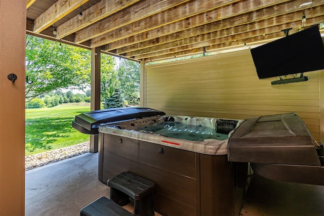 1286 Glen Oaks Dr, West Des Moines, IA 50266 - view of patio / terrace with a hot tub and grilling area