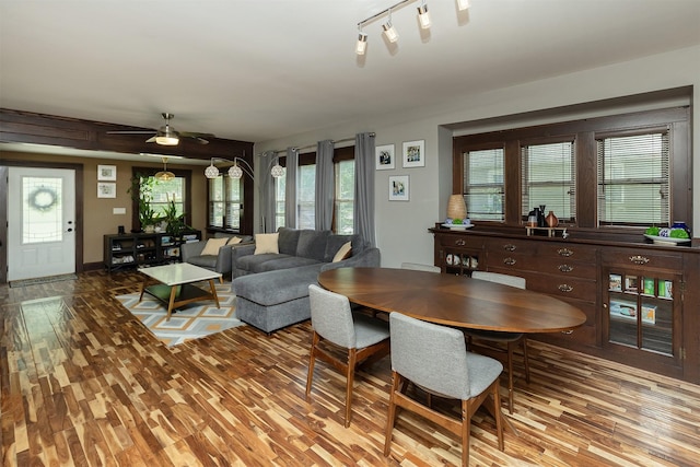 1346 48th St, Des Moines, IA 50311 - dining space featuring wood finished floors and a ceiling fan