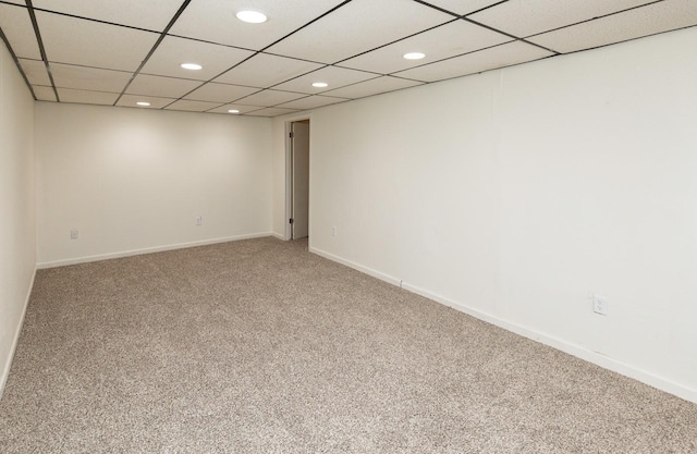 424/426 E Leach Ave, Des Moines, IA 50315 - finished below grade area with recessed lighting, carpet floors, and a paneled ceiling