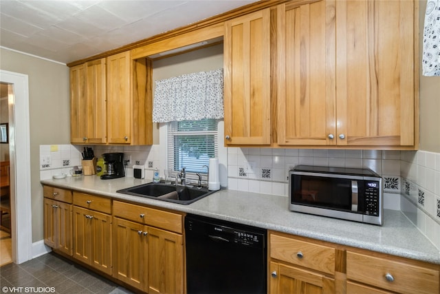 2730 53rd St, Des Moines, IA 50310 - kitchen featuring dishwasher, stainless steel microwave, backsplash, and light countertops