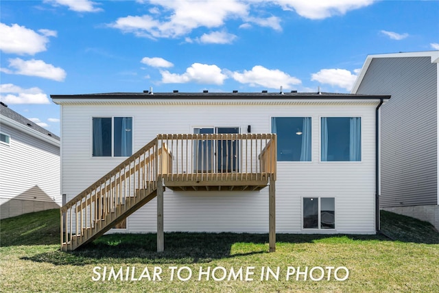 1488 S 91st St, West Des Moines, IA 50266 - back of house featuring a lawn, stairs, and a deck