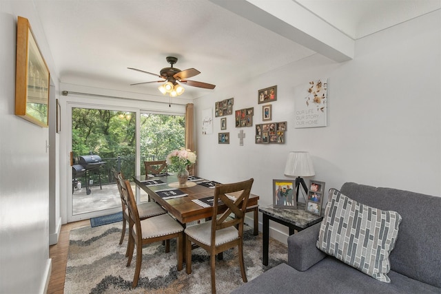2904 Shadyoak Dr, Des Moines, IA 50310 - dining room featuring ceiling fan and wood finished floors