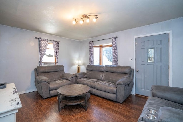 310 E 19th St S, Newton, IA 50208 - living room featuring healthy amount of natural light and dark wood-type flooring