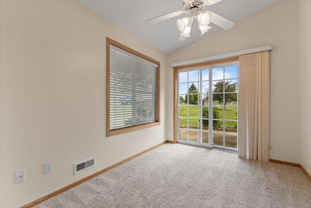 130 NW Georgetown Blvd Unit 4, Ankeny, IA 50023 - unfurnished room with carpet floors, lofted ceiling, and a ceiling fan