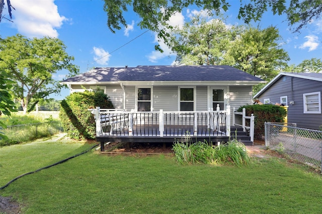 2420 E 37th St, Des Moines, IA 50317 - view of front of property featuring a deck and a shingled roof