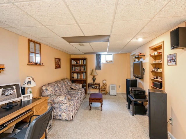 2400 Farwell Rd, Des Moines, IA 50317 - carpeted living room with a drop ceiling
