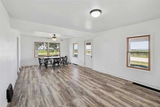 7404 Sioux Ave, Reasnor, IA 50232 - dining space with wood finished floors and a ceiling fan
