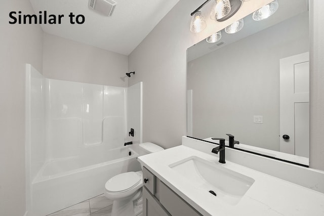 3217 NW Prescott Ct, Grimes, IA 50111 - full bathroom featuring marble finish floors, vanity, and shower / bathtub combination