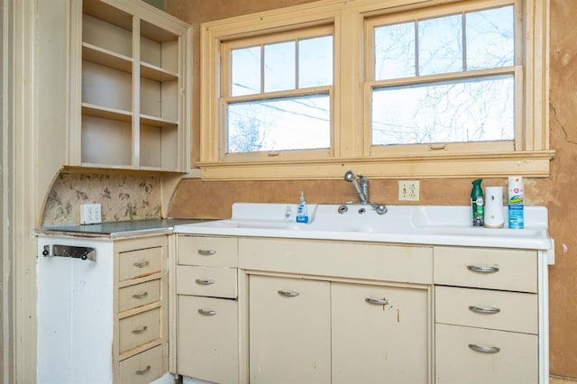 115 W Mclane St, Osceola, IA 50213 - kitchen featuring light countertops and open shelves