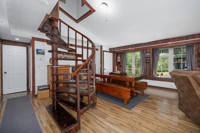 407 E Mckinney St, Runnells, IA 50237 - stairs with wood finished floors and lofted ceiling