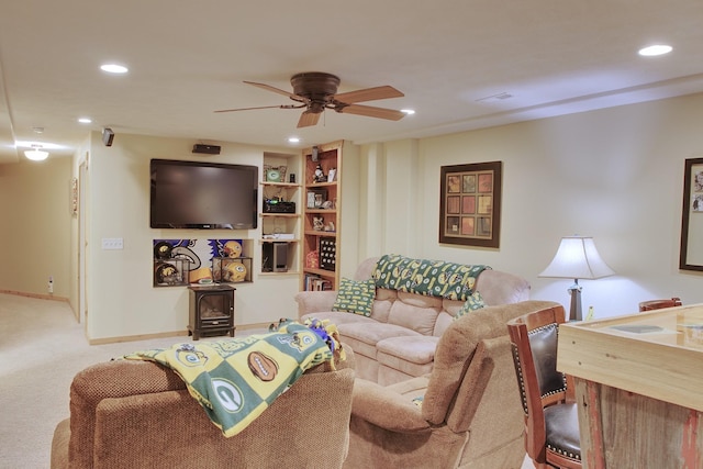 302 Crossing Ct NW, Bondurant, IA 50035 - living area featuring recessed lighting, ceiling fan, and carpet floors