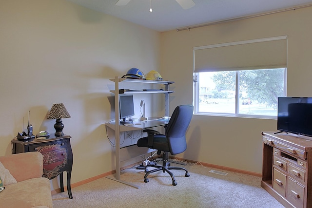 302 Crossing Ct NW, Bondurant, IA 50035 - home office with carpet and a ceiling fan