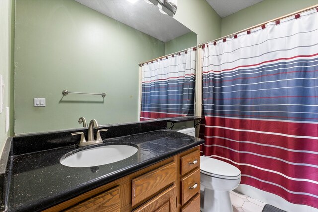 2400 Ridgetop Cir, Ames, IA 50014 - bathroom featuring vanity, a shower with curtain, and tile patterned floors