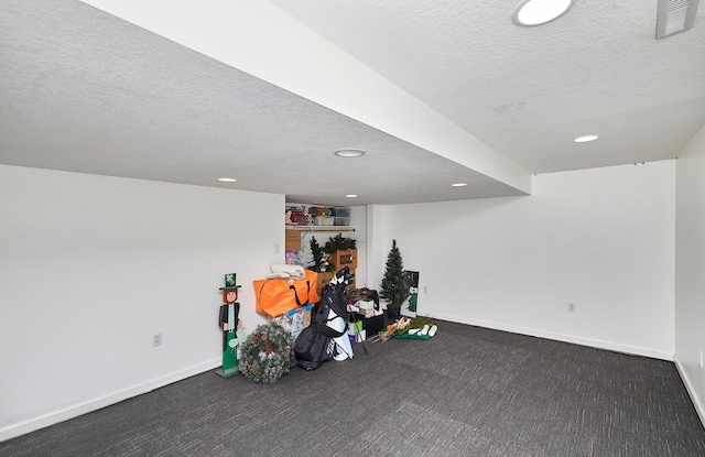 5208 Pommel Pl, West Des Moines, IA 50265 - finished below grade area with a textured ceiling, recessed lighting, and carpet