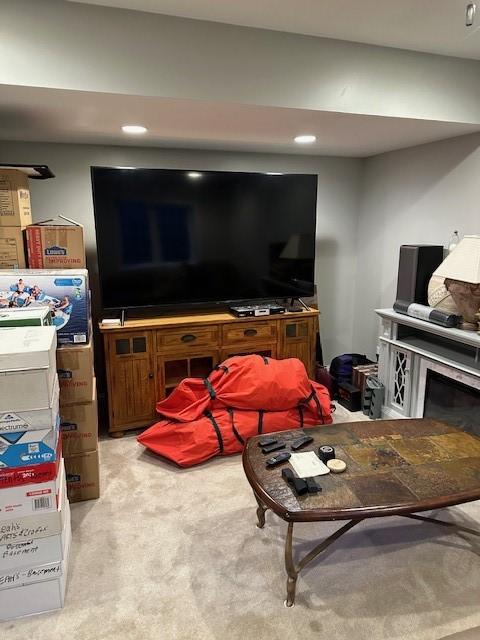 4017 160th St, Urbandale, IA 50323 - living room with light carpet and recessed lighting