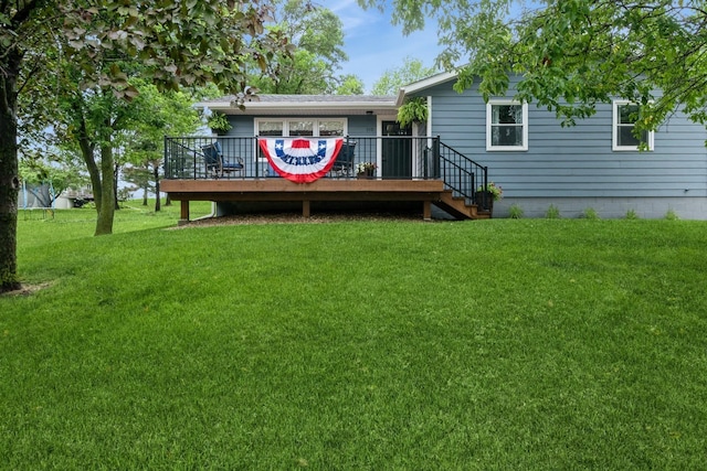 310 SE 3rd St, Panora, IA 50216 - back of house featuring a deck and a yard