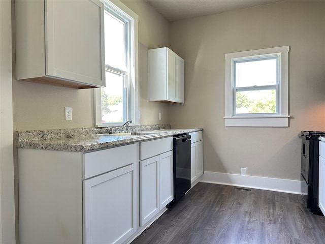 507 W Lincoln Way, Jefferson, IA 50129 - kitchen featuring dishwashing machine, plenty of natural light, dark wood-type flooring, and white cabinets