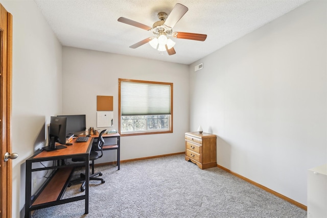 2547 Patricia Dr, Urbandale, IA 50322 - carpeted office featuring ceiling fan and a textured ceiling