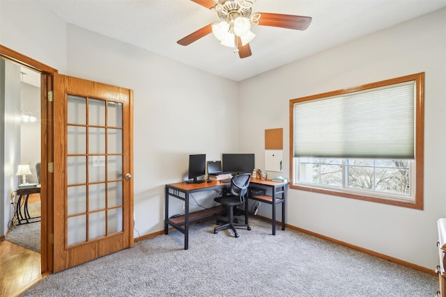 2547 Patricia Dr, Urbandale, IA 50322 - carpeted office space featuring baseboards and a ceiling fan