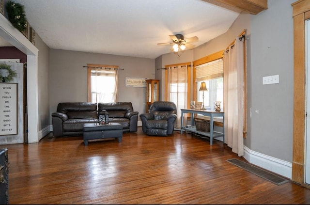314 E 3rd St N, Newton, IA 50208 - living room featuring a ceiling fan and wood finished floors