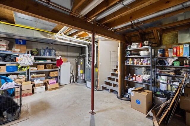 1215 7th Ave SE, Altoona, IA 50009 - unfinished below grade area with gas water heater and stairs