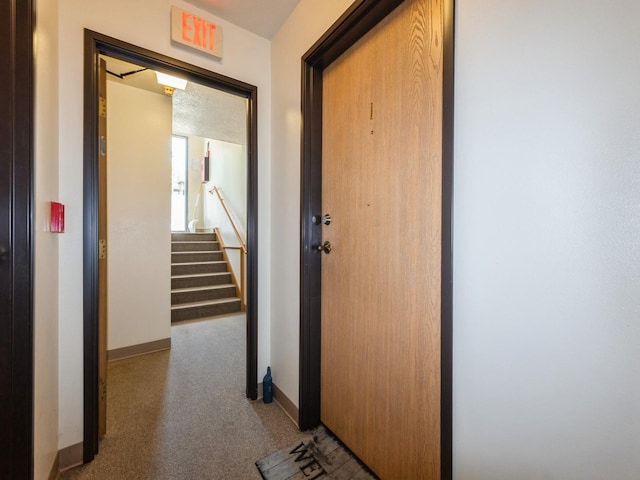 5908 Sutton Pl Unit 1, Urbandale, IA 50322 - hallway with stairway and carpet