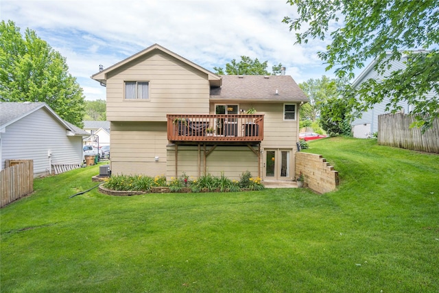 530 N 9th St, Carlisle, IA 50047 - back of house with french doors, a wooden deck, and roof with shingles