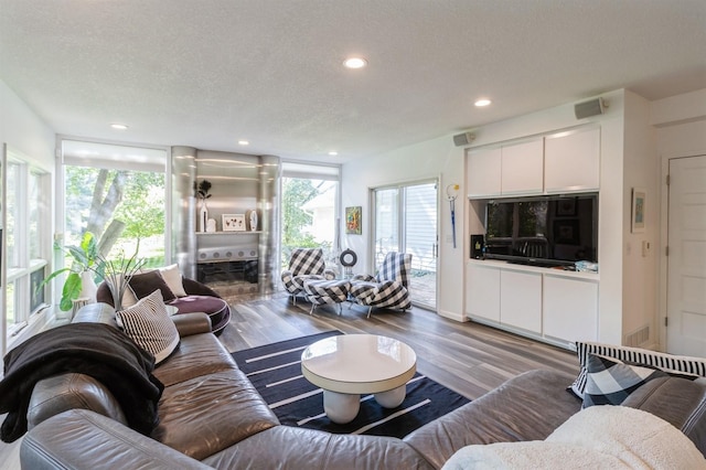 4709 Colt Dr, West Des Moines, IA 50265 - living area featuring wood finished floors, recessed lighting, and a textured ceiling