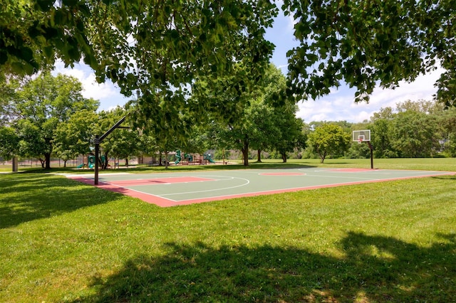 221 9th St, West Des Moines, IA 50265 - view of basketball court with a yard and community basketball court
