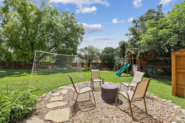 14638 Woodcrest Dr, Clive, IA 50325 - fenced backyard with a playground and an area for soccer